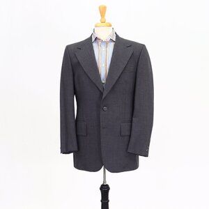 Vintage 1970s 42R Gray Solid 2-Button Sport Coat Blazer Jacket P235